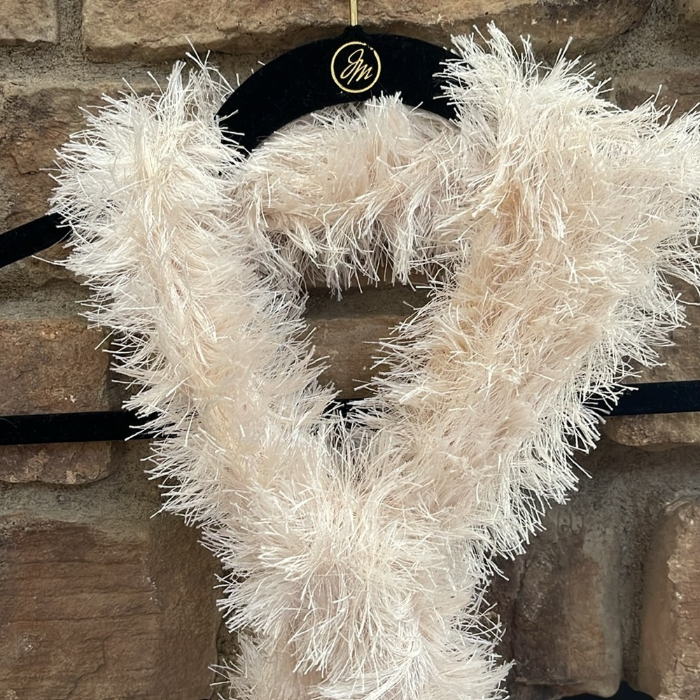 Off White Colored Fluffy Scarf - image 3